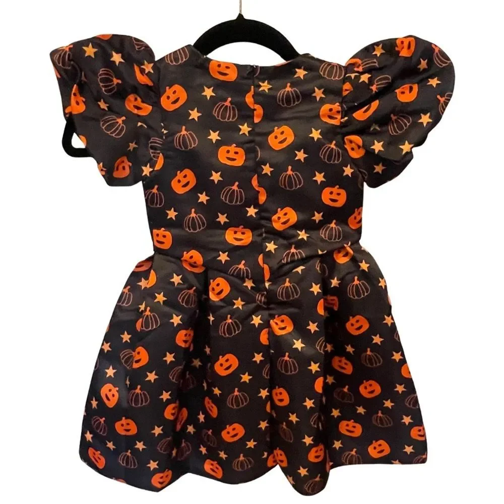 Pumpkin Print Kids Costume Dress